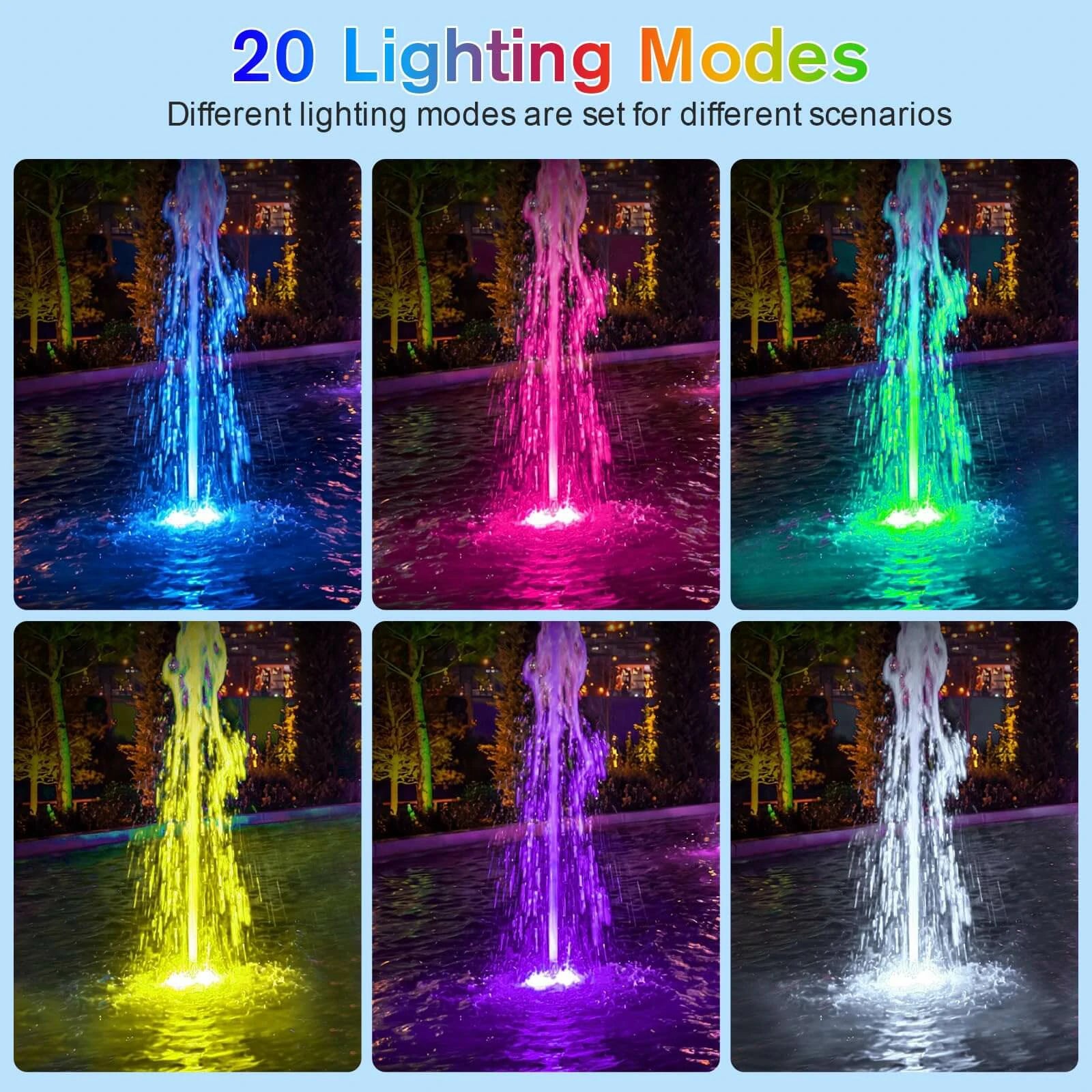 4-Head Colored Underwater Pond Lights with lighting modes