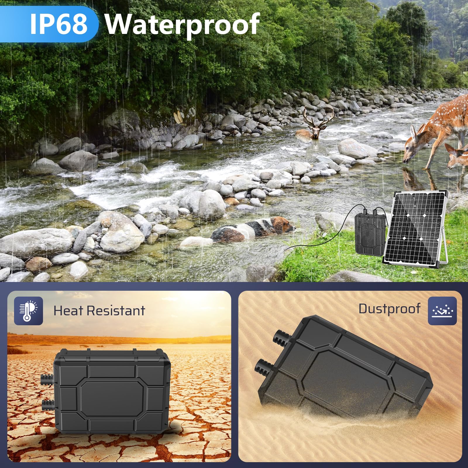 25-W-Solar-Wasserbrunnenpumpe mit 320 GPH Förderleistung und 2600-mAh-Akku-Backup