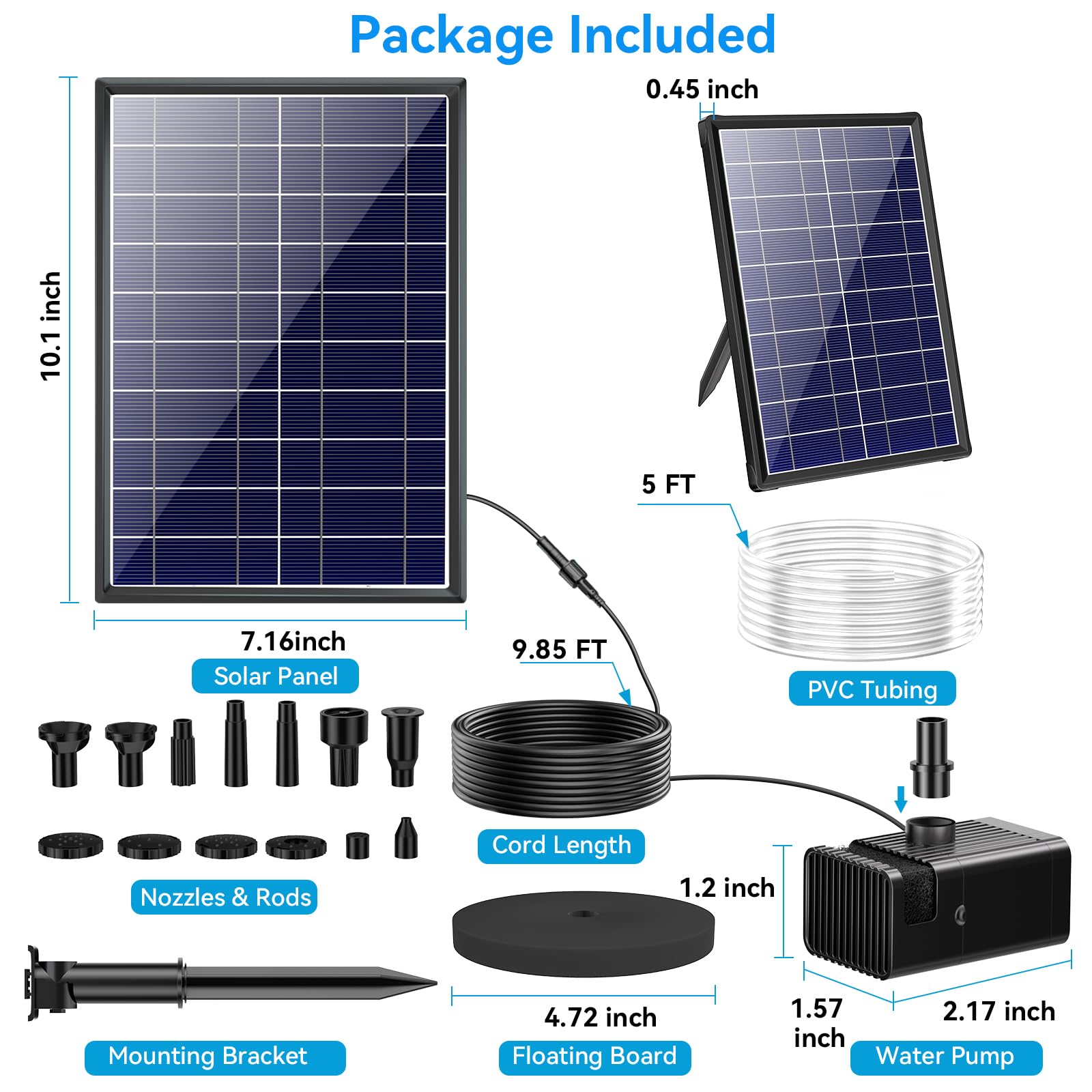 8W 80GPH Solar-Vogeltränken-Springbrunnenpumpe mit 3000mAh Akku