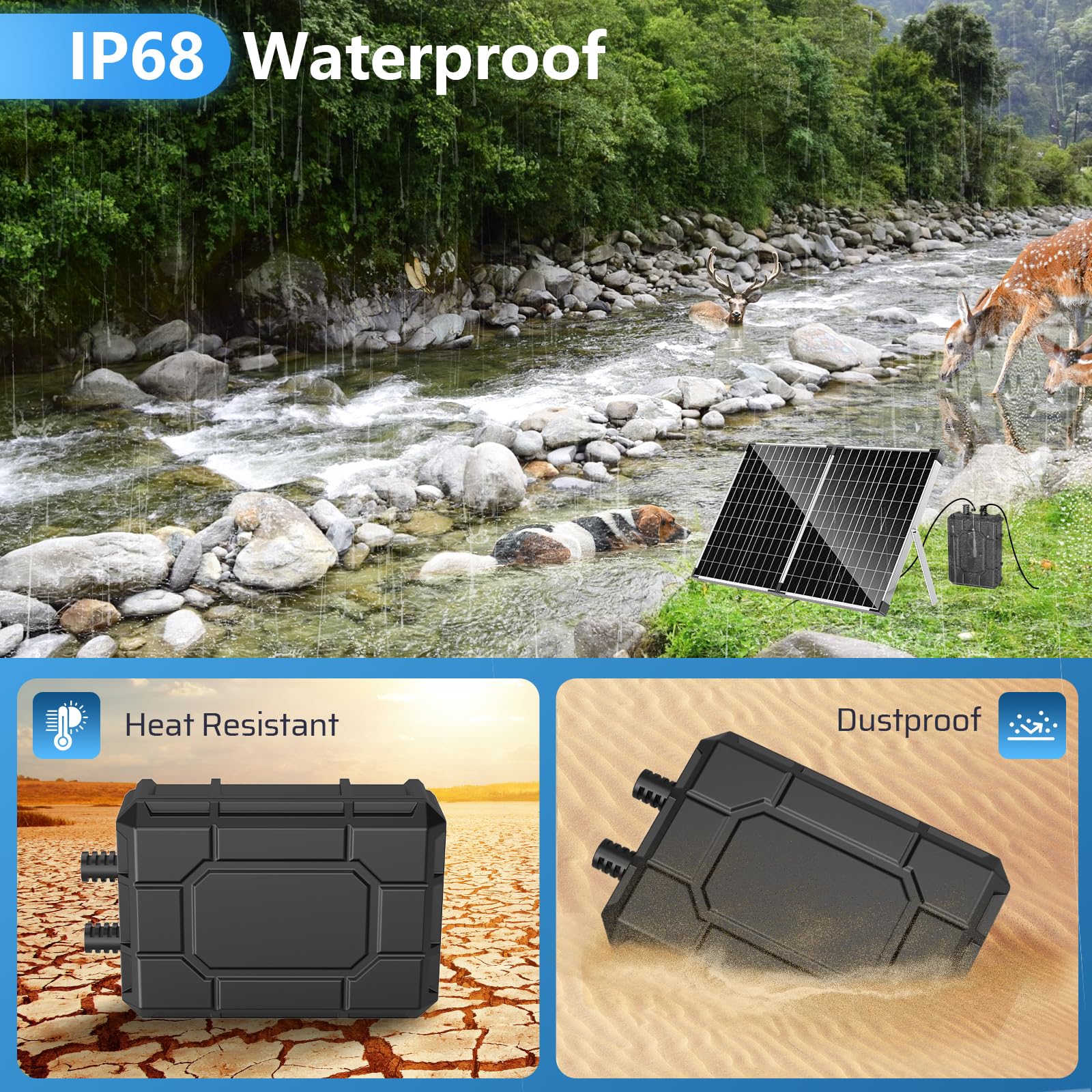 4400-mAh-Akku als Notstromversorgung für 45-W-/50-W-/55-W-Solarbrunnenpumpe