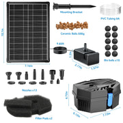 8-W-Solar-Springbrunnenpumpe und Teichfilter mit 3000-mAh-Batterie-Backup
