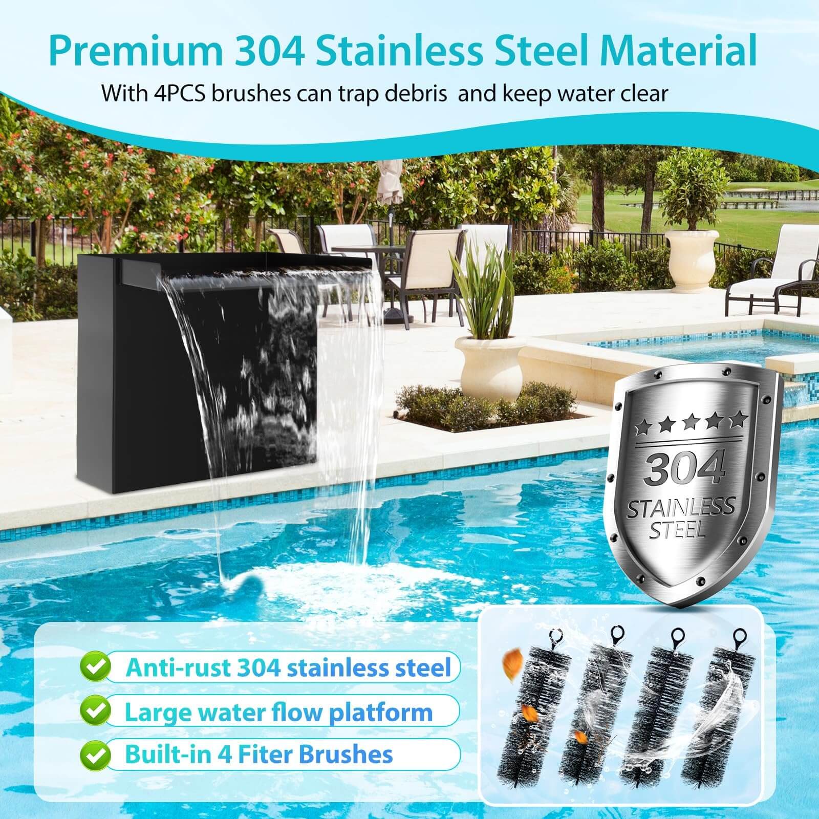 40W 660GPH Electric Waterfall Pump Kit with 12"x13.4" Spillway