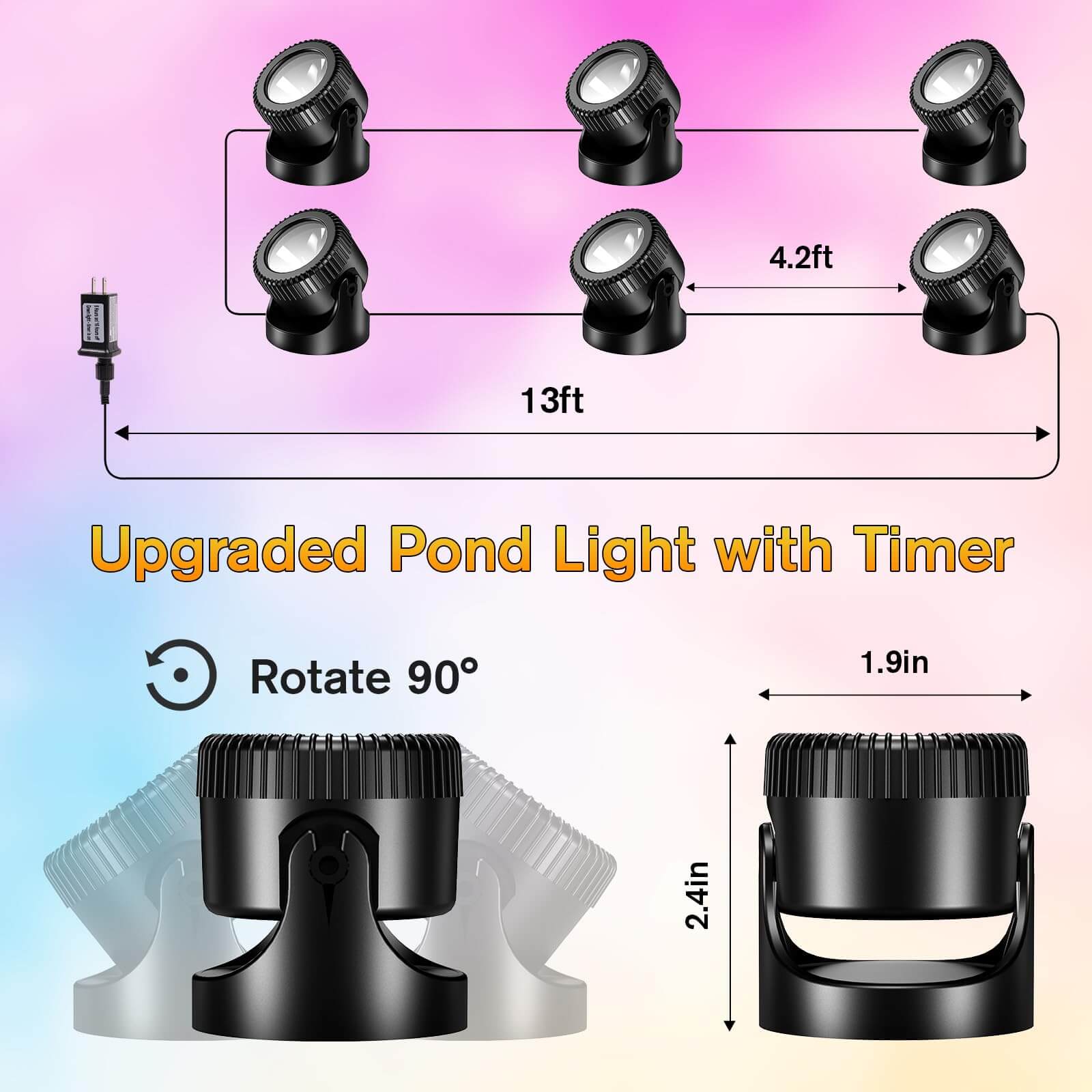 6-Head Warmwhite Underwater Electric Pond Lights