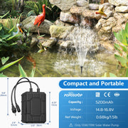 5200 mAh Batterie-Backup für 55 W/75 W Solar-Springbrunnenpumpe