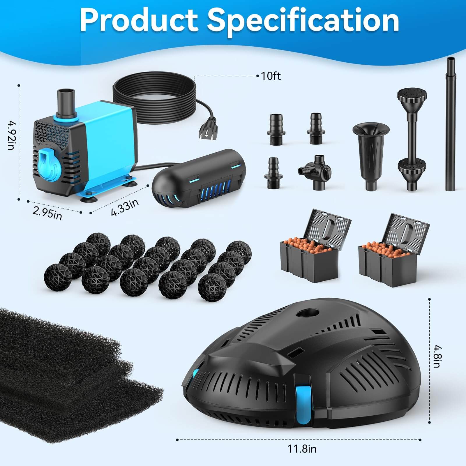 P2300 40W 660GPH AC Pond Filter Fountain