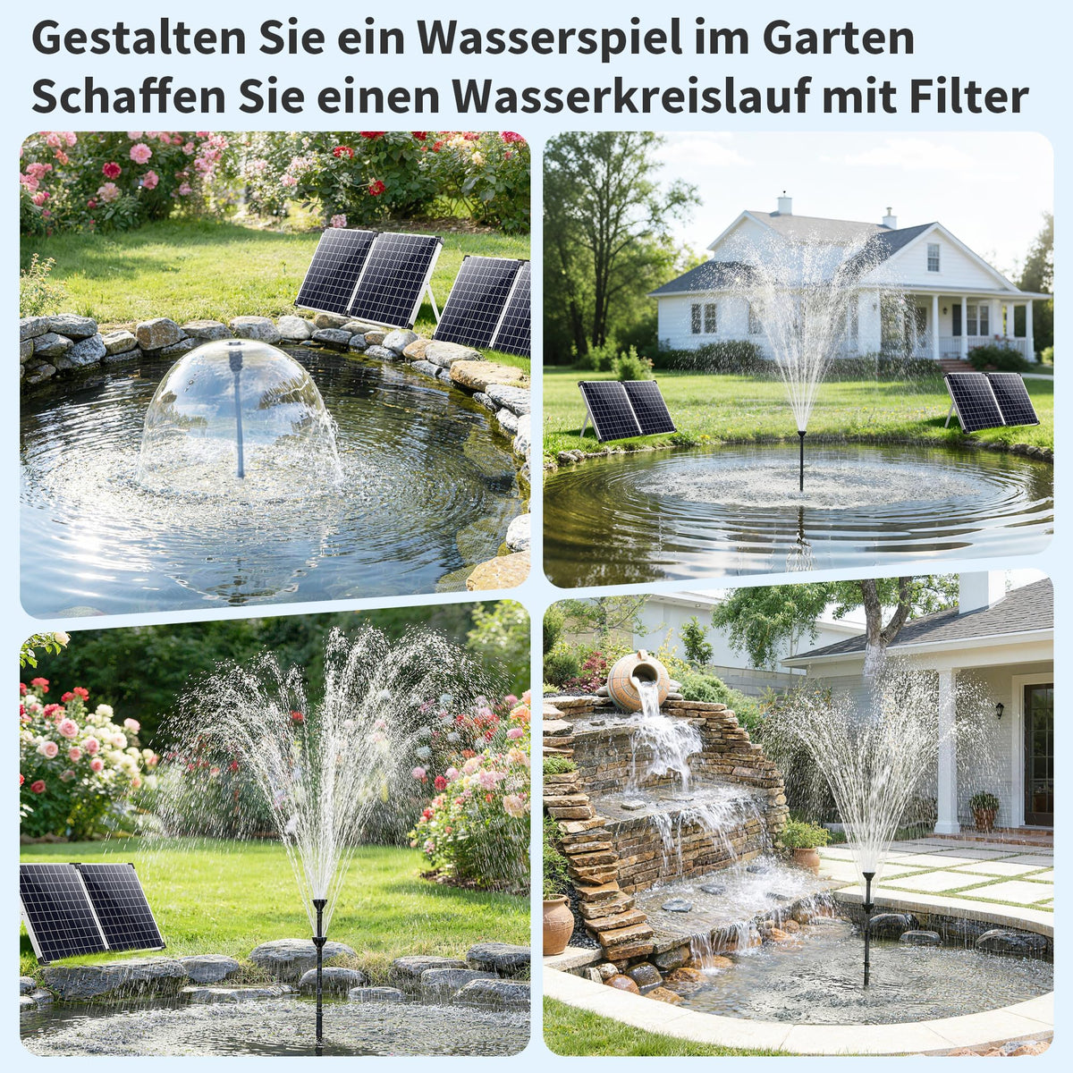 120W 6000 l/h Solar-Teichfilter & Springbrunnenpumpe Set