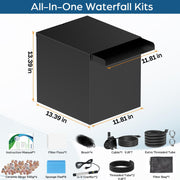 AC 80 W 1200 GPH 12,7 x 13,5 Zoll Metall-Wasserfall-Kit