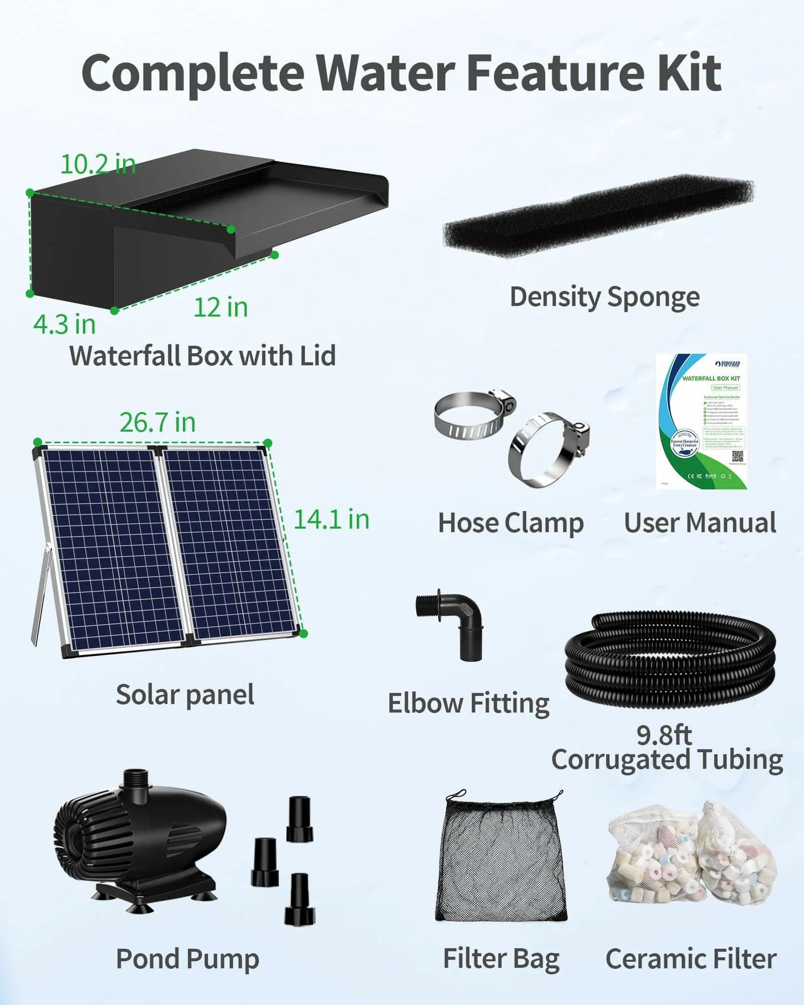 P5703Y 70W 680 GPH Solar Waterfall Pump with 12" Spillway