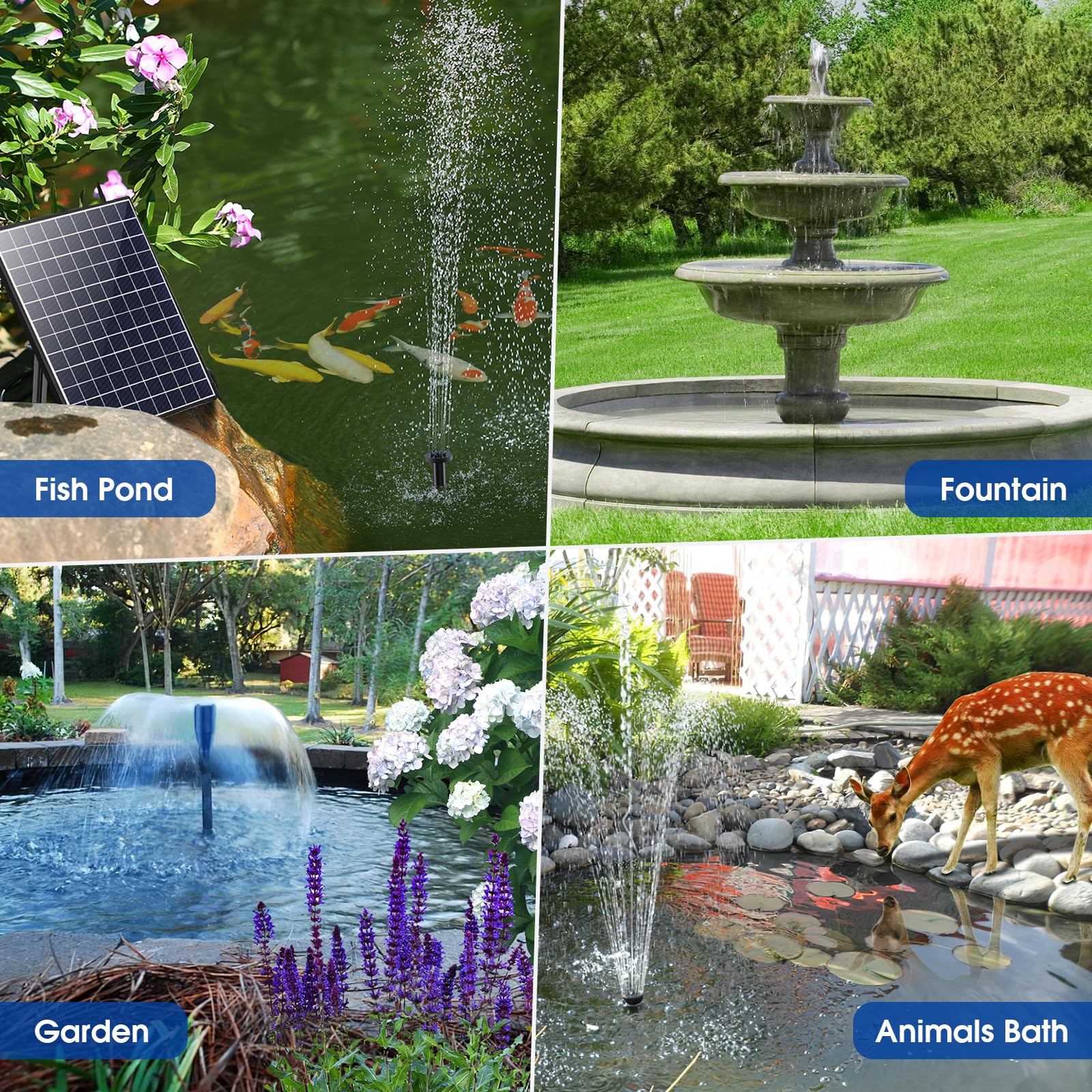 25-W-Solar-Wasserbrunnenpumpe mit 320 GPH Förderleistung und 2600-mAh-Akku-Backup