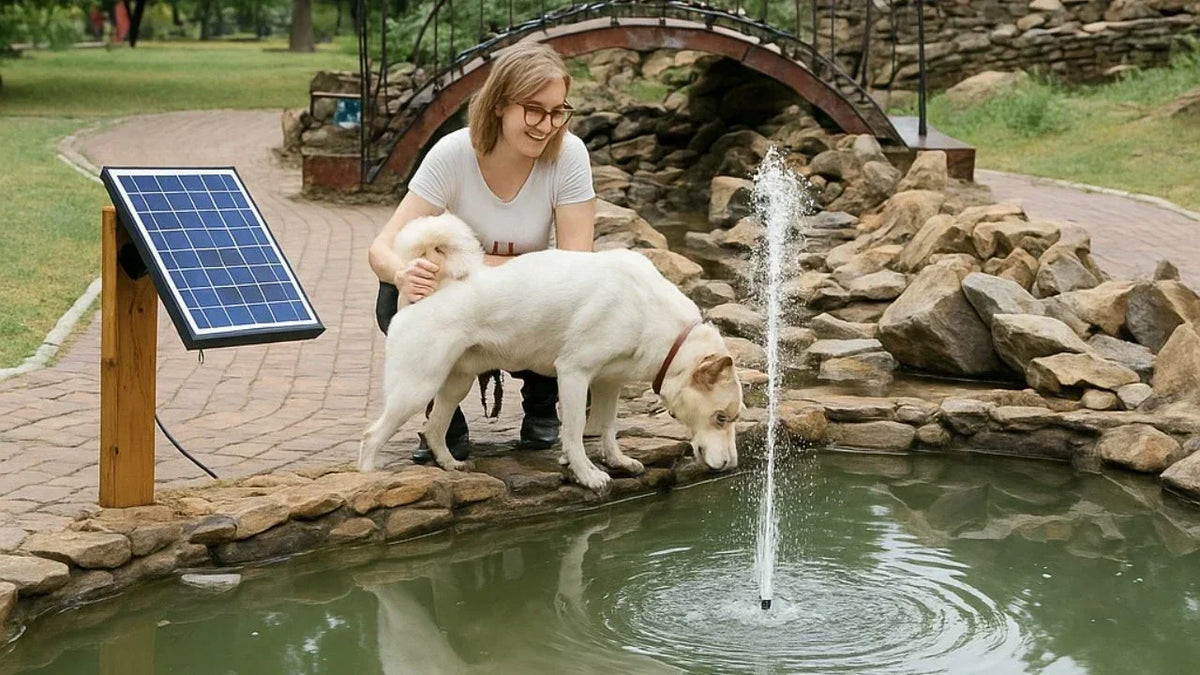 Titelbild dogs friendly Solar Springbrunnen