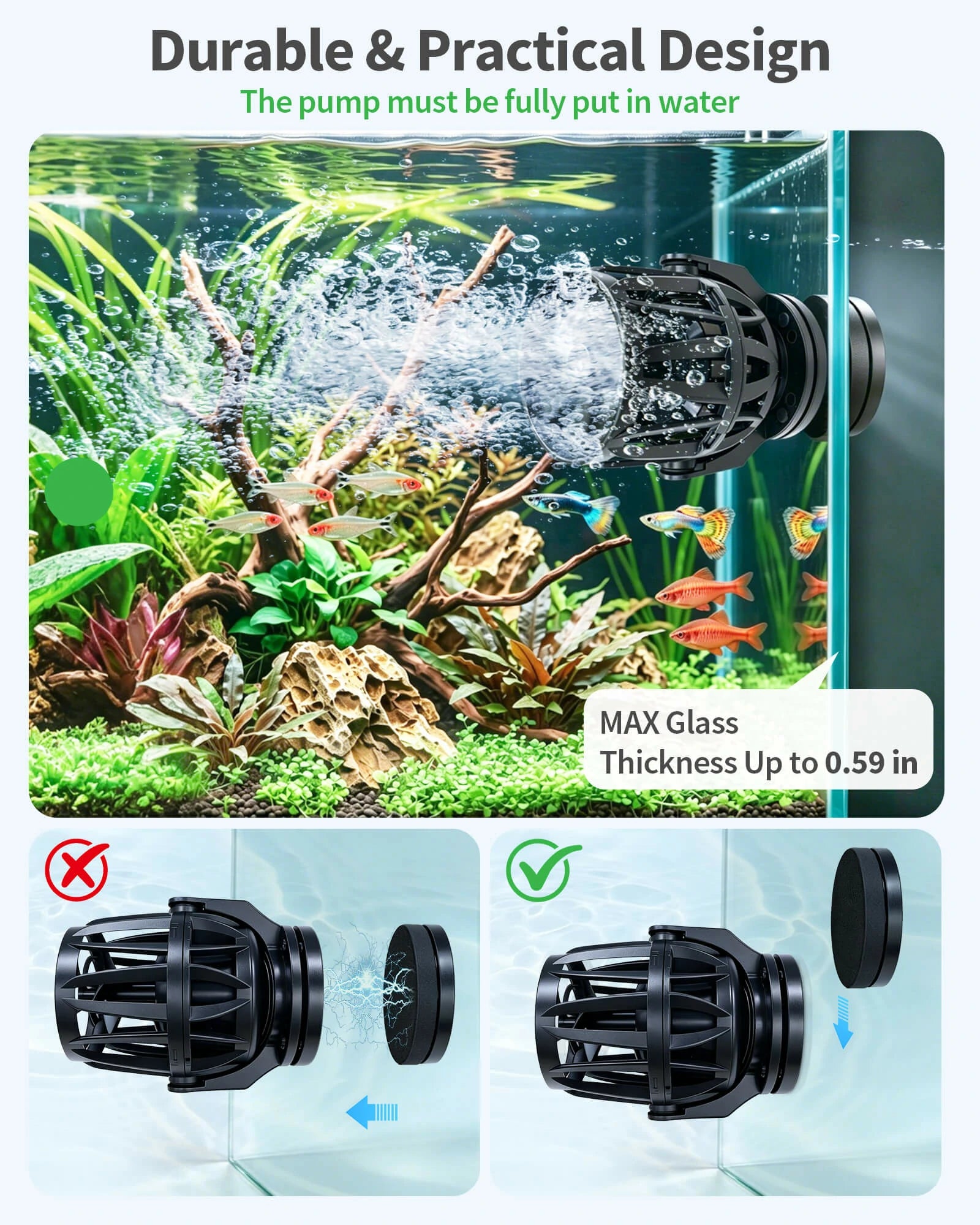 50W 4800GPH Aquarium Wavemaker Circulation Pump with Controller