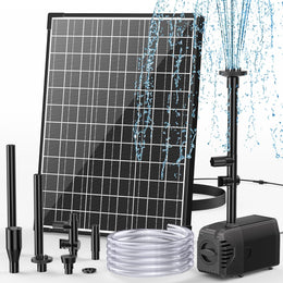 20W Solar Water Fountain Pump - 320GPH Adjustable Flow, 7 Sprayers
