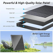 25W Solar Water Fountain Pump - 410GPH Adjustable Flow, 4 Sprayers powerful & ghigh-quality solar panel