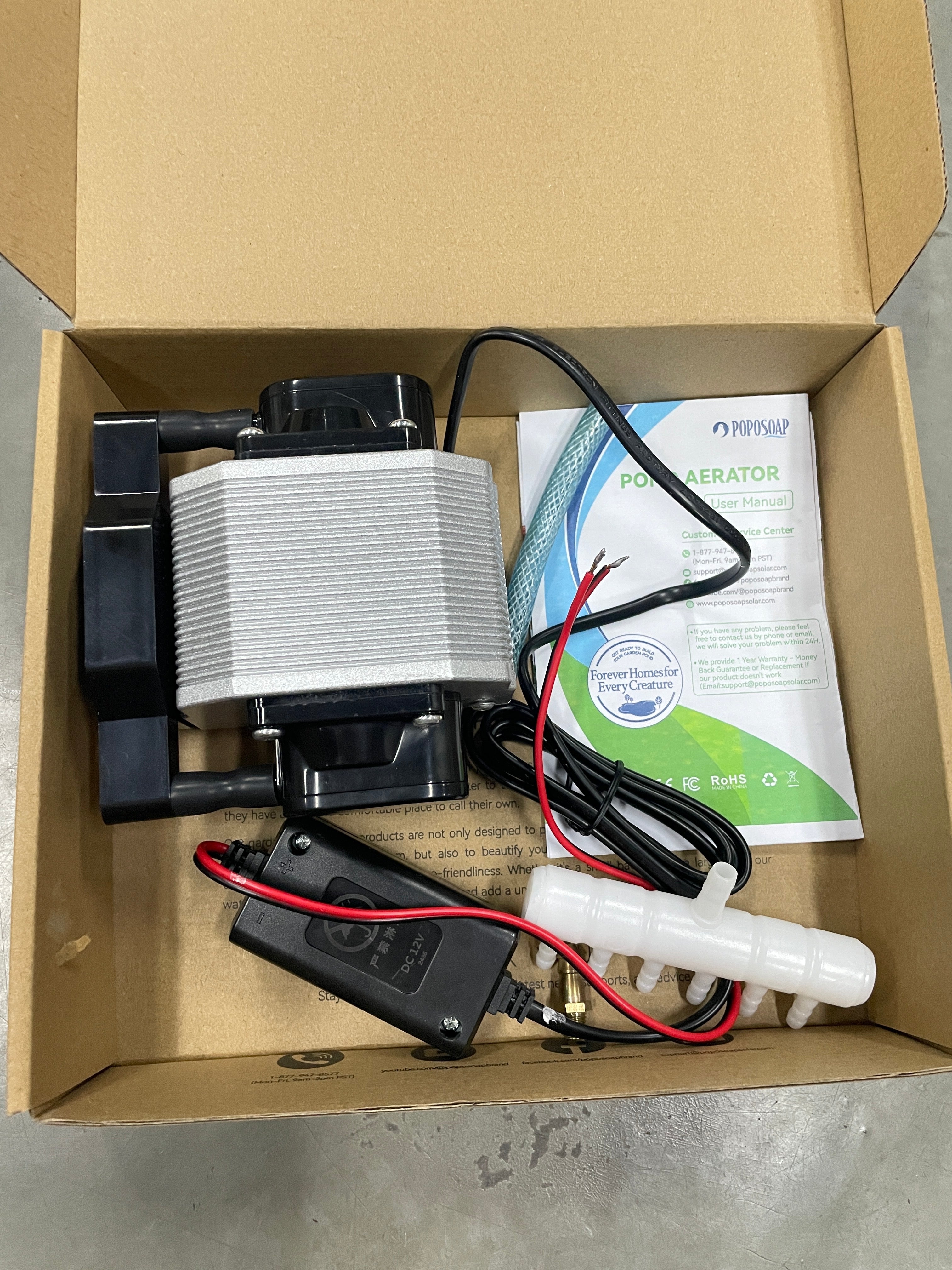 Poposoap Teichbelüfter – 15-W-Solar-Sauerstoffpumpe für Fischteiche im Freien