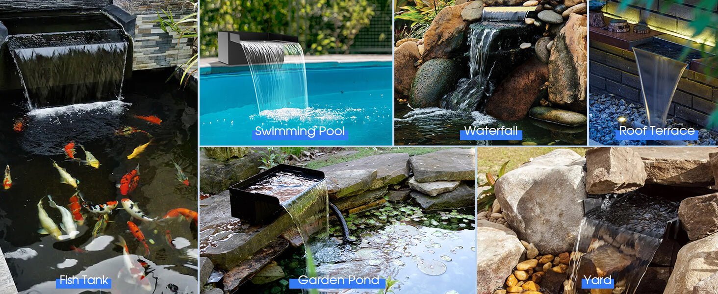 The waterfall Box is carefully forged from 304 stainless steel, with excellent corrosion and oxidation resistance. Whether it is the hot summer sun exposure, or the cold winter snow attack, can maintain a clean and new appearance, to ensure that your water feature facilities durable.