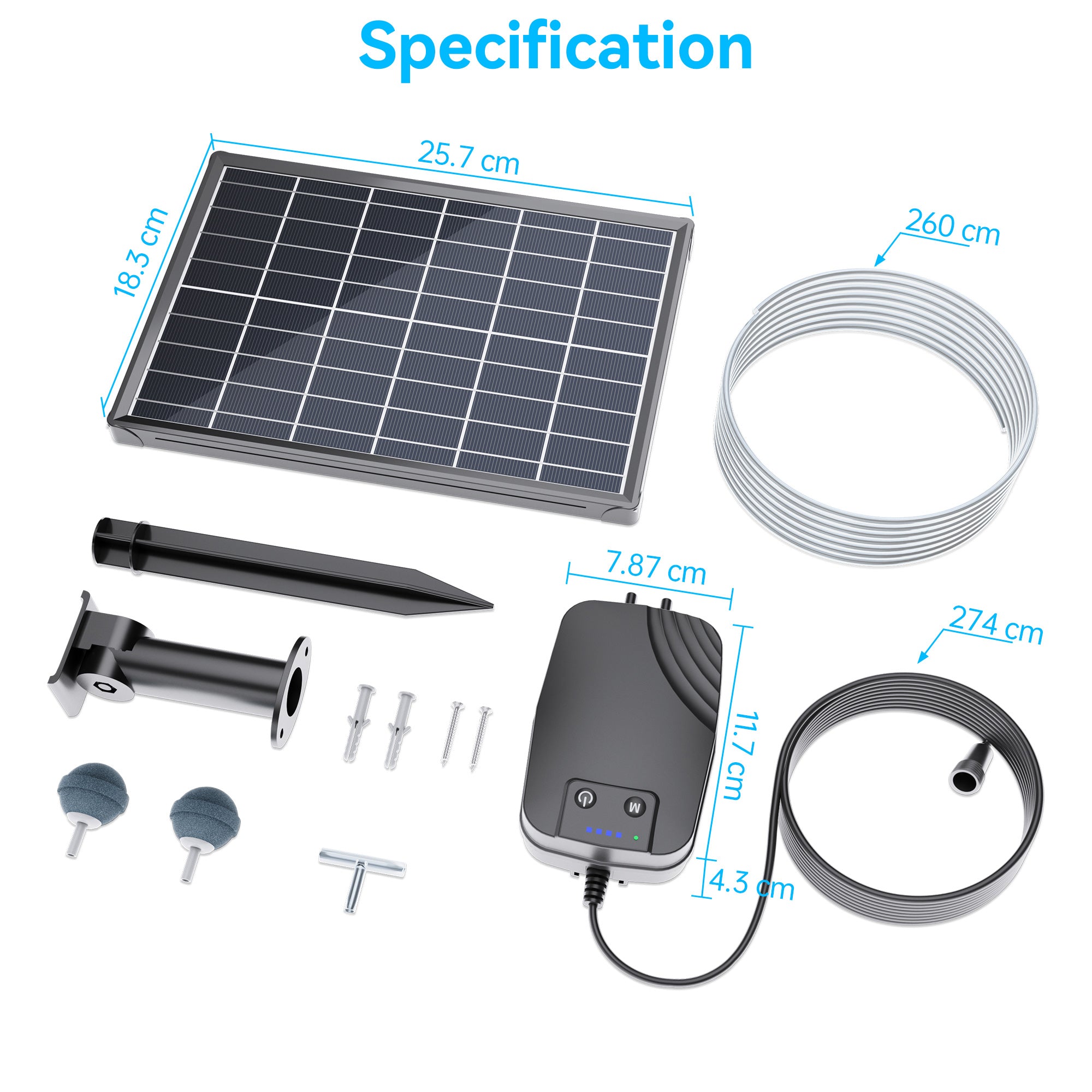 Poposoap Teichbelüfter – 15-W-Solar-Sauerstoffpumpe für Fischteiche im Freien