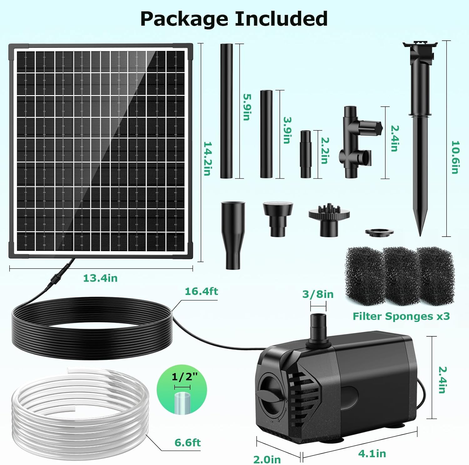 30W Solar Water Fountain Pump Package Included