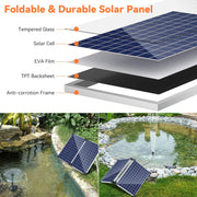 35W Solar Water Fountain Pump (Orange) - Foldable and Durable Solar Panel