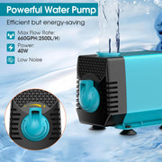 40W 460GPH Waterfall Pump with Pond Waterfall Box Kit Powerful Water Pump