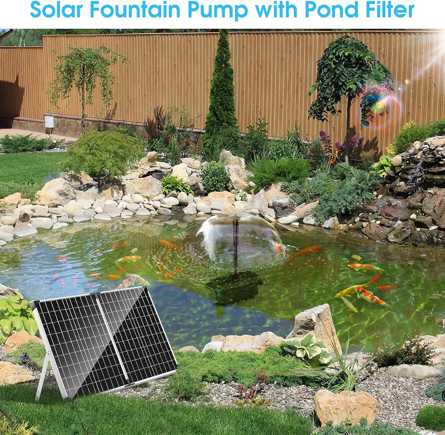 40W Solar Water Fountain Pump & Filter Kit - 580GPH Adjustable Flow