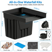 6′ x 6′ Pond Advanced Kit | 5-in-1 Filter, Waterfall, Lights, Pond Liner & Underlayment