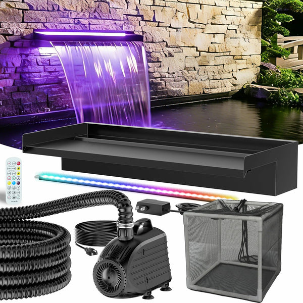1200GPH Waterfall Pump Kit with 24" Spillway & Light