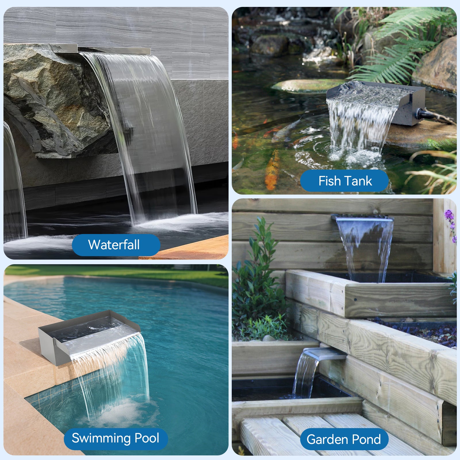 40-W-Wasserfallüberlauf mit 660 GPH-Wasserfall und Teichfilter-Set 