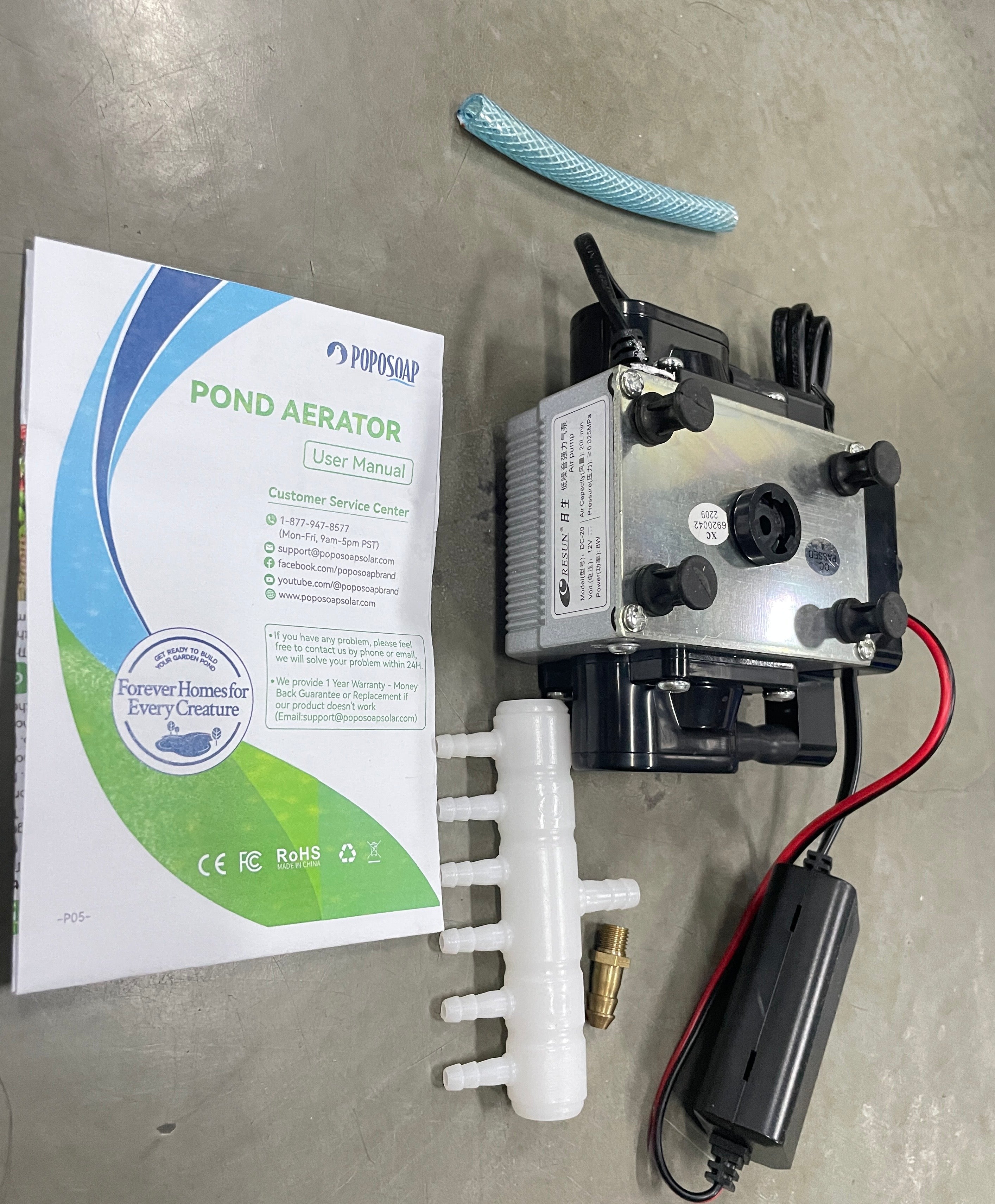 Poposoap Teichbelüfter – 15-W-Solar-Sauerstoffpumpe für Fischteiche im Freien