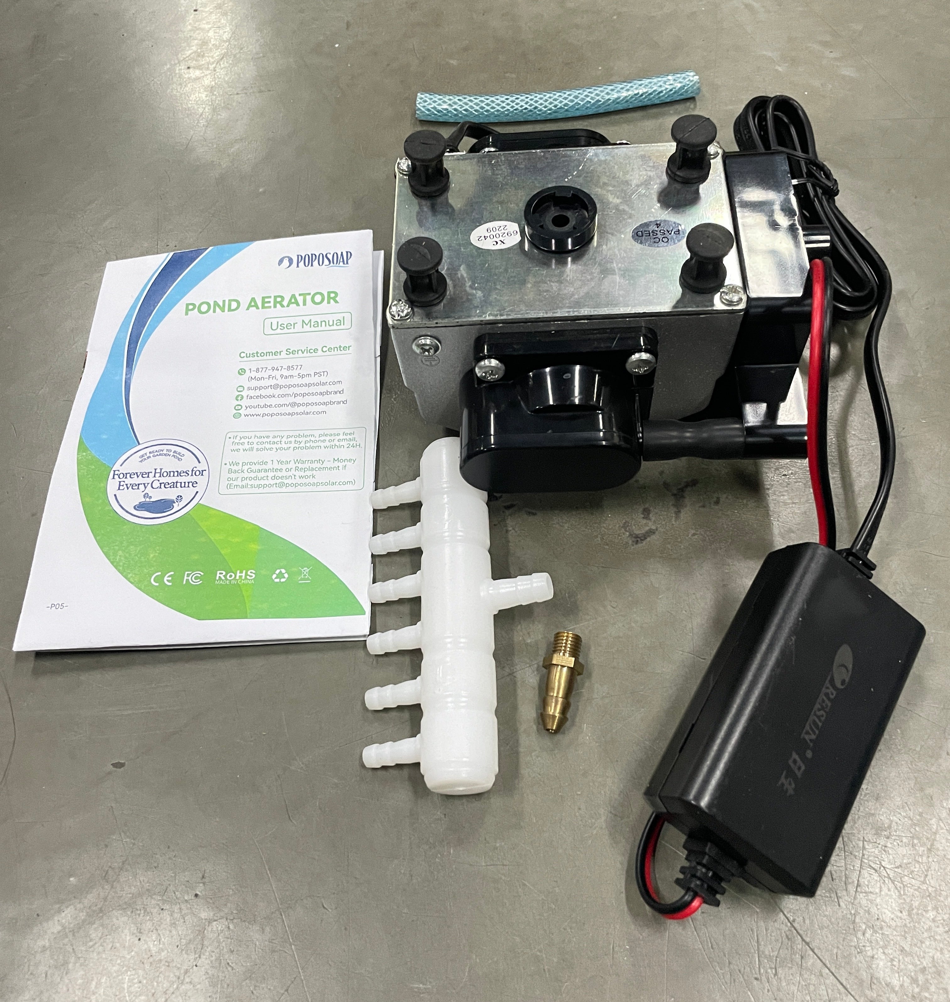 Poposoap Teichbelüfter – 15-W-Solar-Sauerstoffpumpe für Fischteiche im Freien