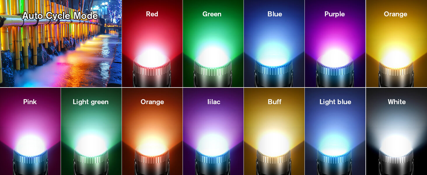12 Colors & Auto Cycle Mode for Stunning Night Effects
