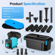 1,5 m² Teich-Set | 3-in-1 Filter, Wasserfall & Beleuchtung