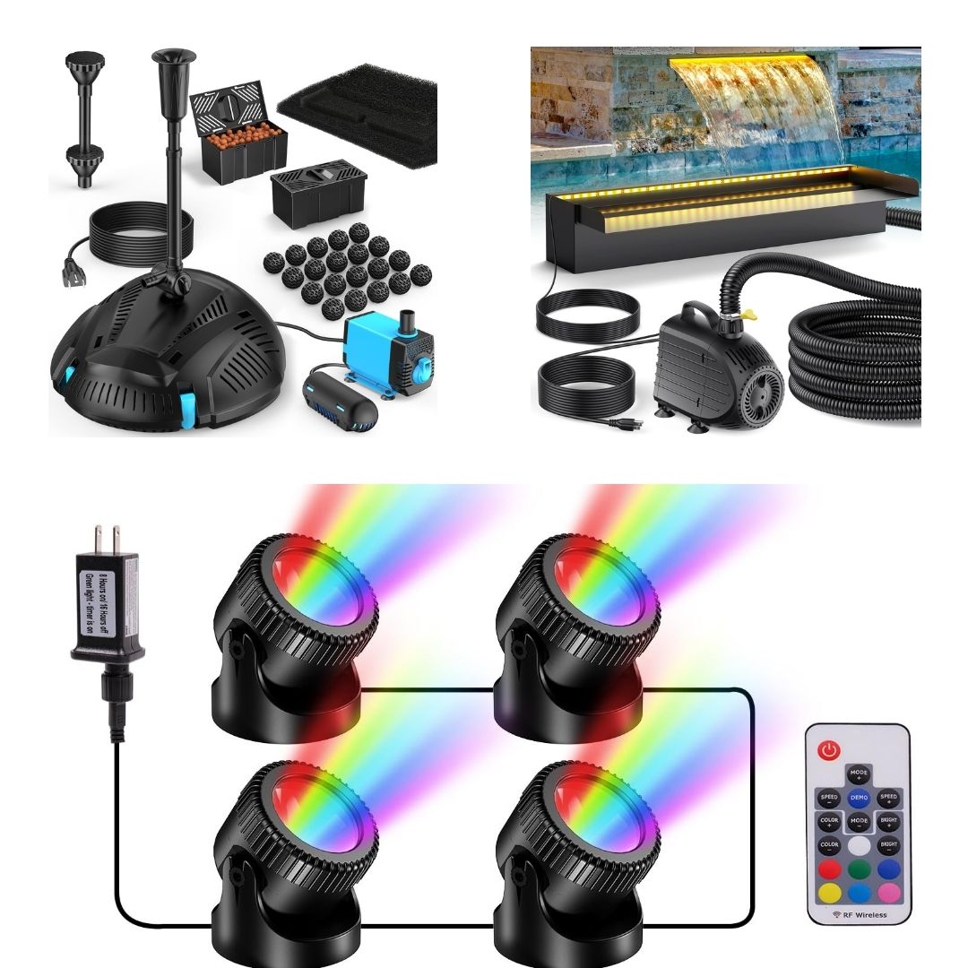 2,5 m² Teich-Set | 3-in-1 Filter, Wasserfall &amp; Beleuchtung