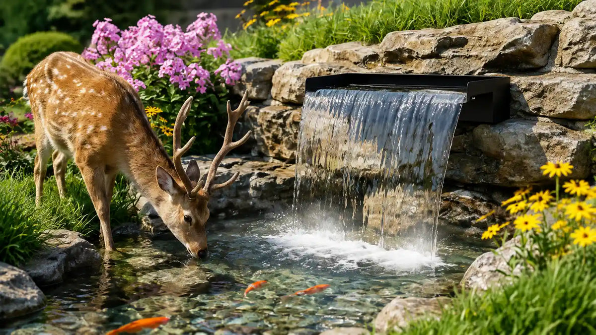 Garten Kaskadenwasserfall mit Wasserfall Teichpumpen angetrieben, Wasserfälle für den Garten mit Wasserfallpumpen für Teiche ausgestattet