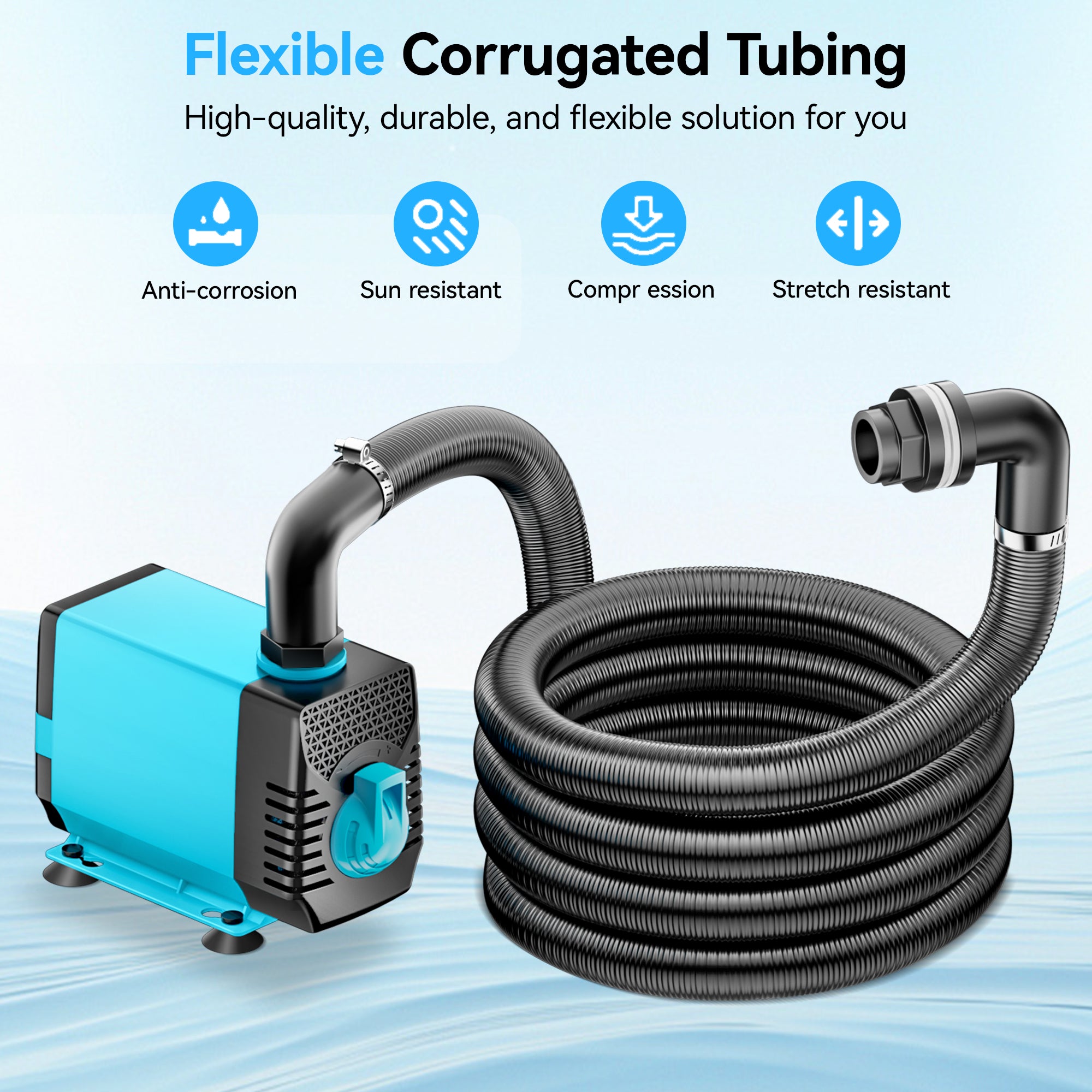 Elektrisches Wasserfallpumpen-Set (40 W, 660 GPH) mit 12" x 13,4" Überlauf 