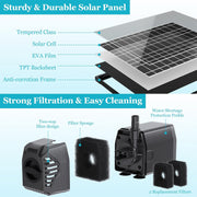 Sturdy & Durable Solar Panel, Strong Filtration & Easy Cleaning