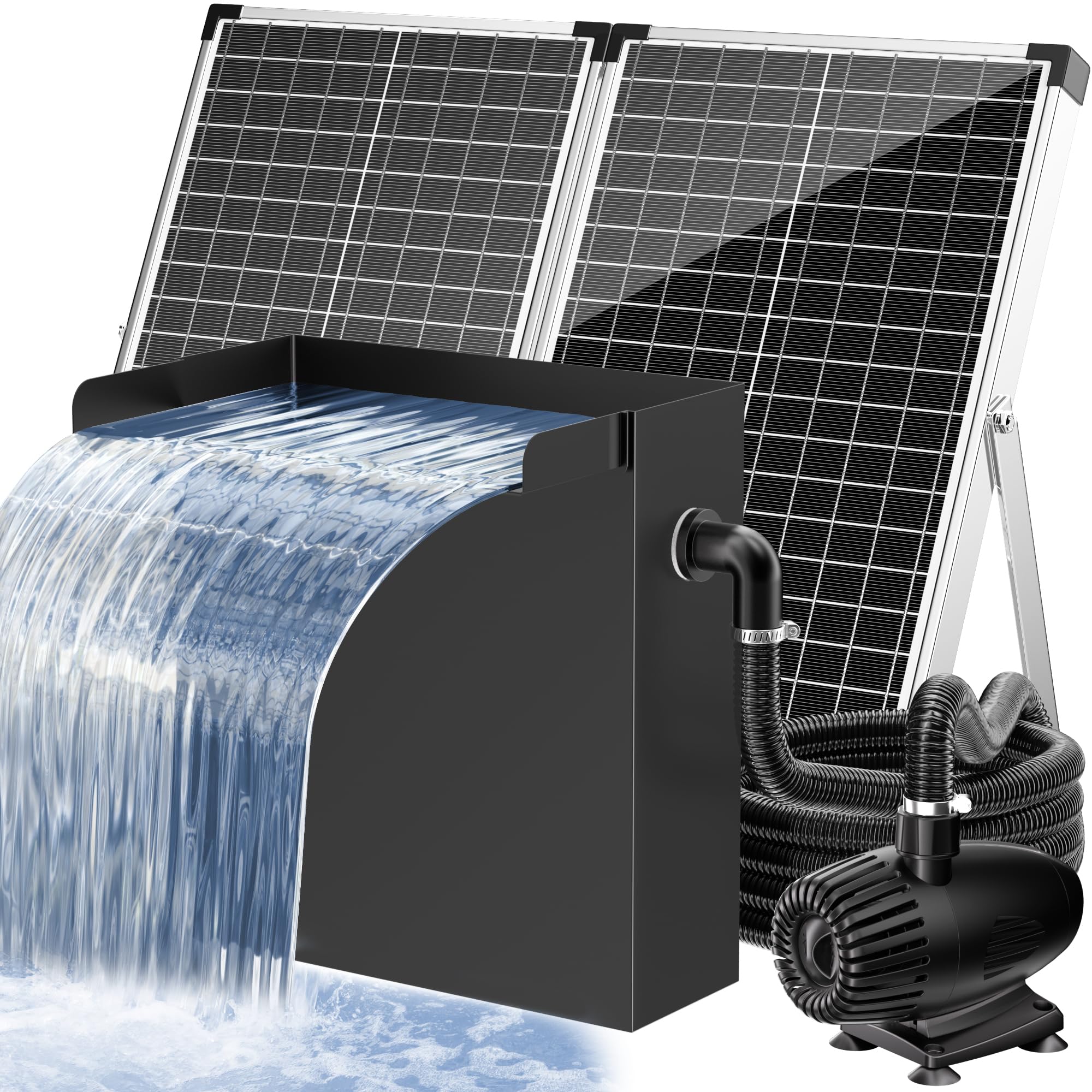1,8 x 1,8 m Teich-Dekorationsset | 3-in-1-Filter, Wasserfall &amp; Beleuchtung