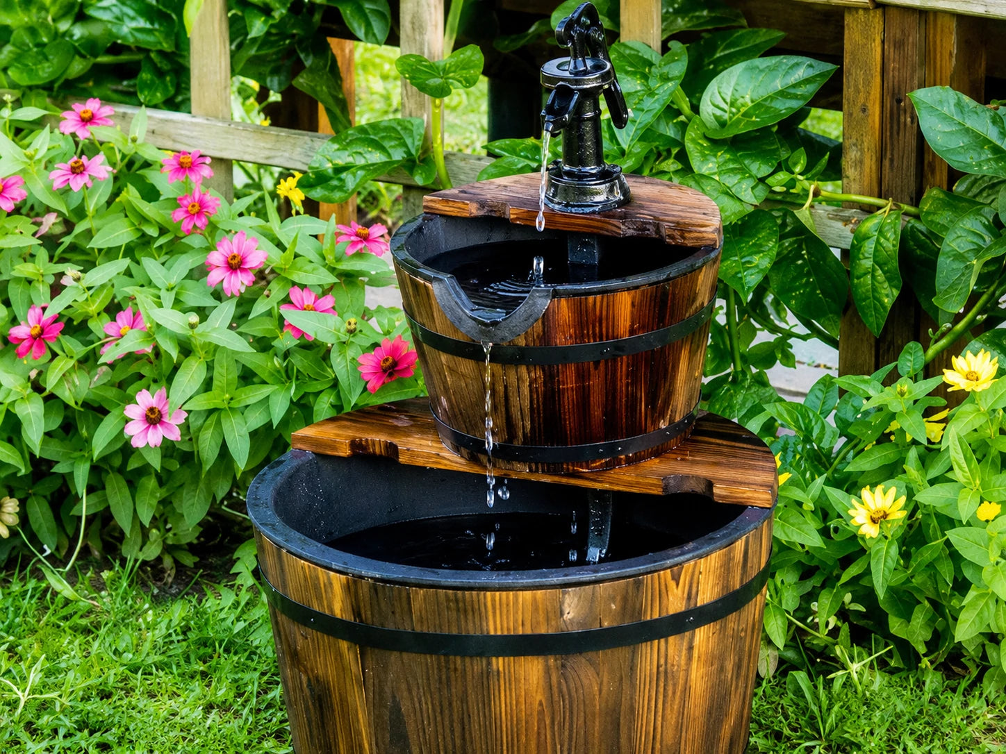 Small decorative tank water feature scenario