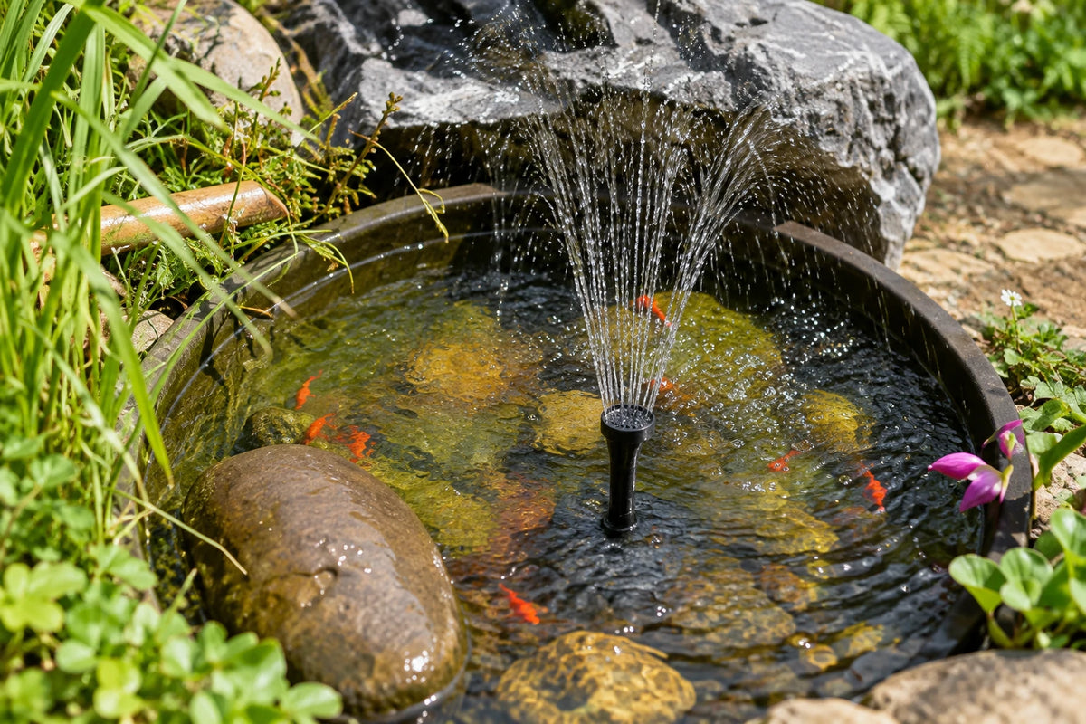 Gartenbrunnen mit dem All-in-One-Wasserspiel-Set