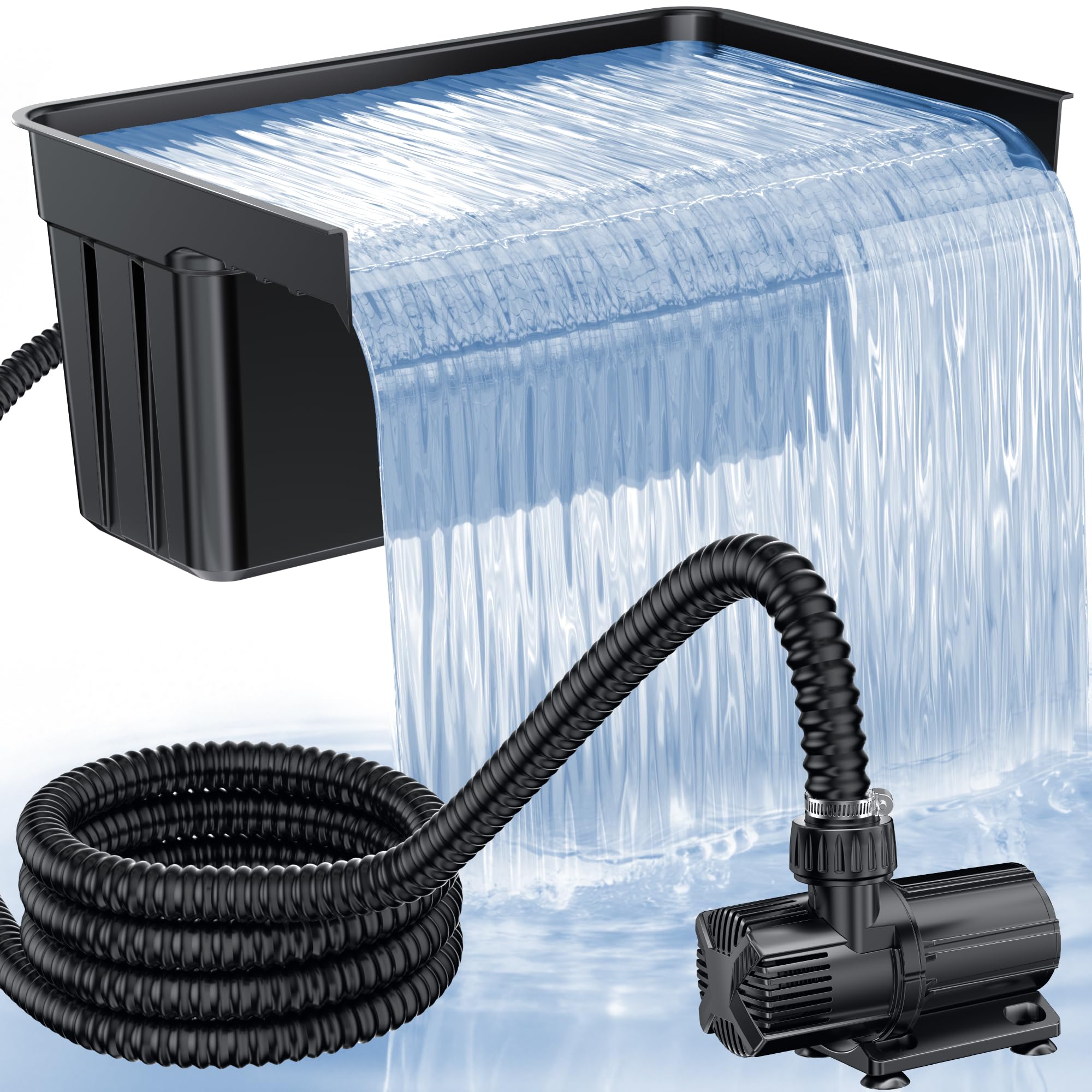 63W 1600GPH Electric Waterfall Pump Kit with 23.6"x11" Spillway