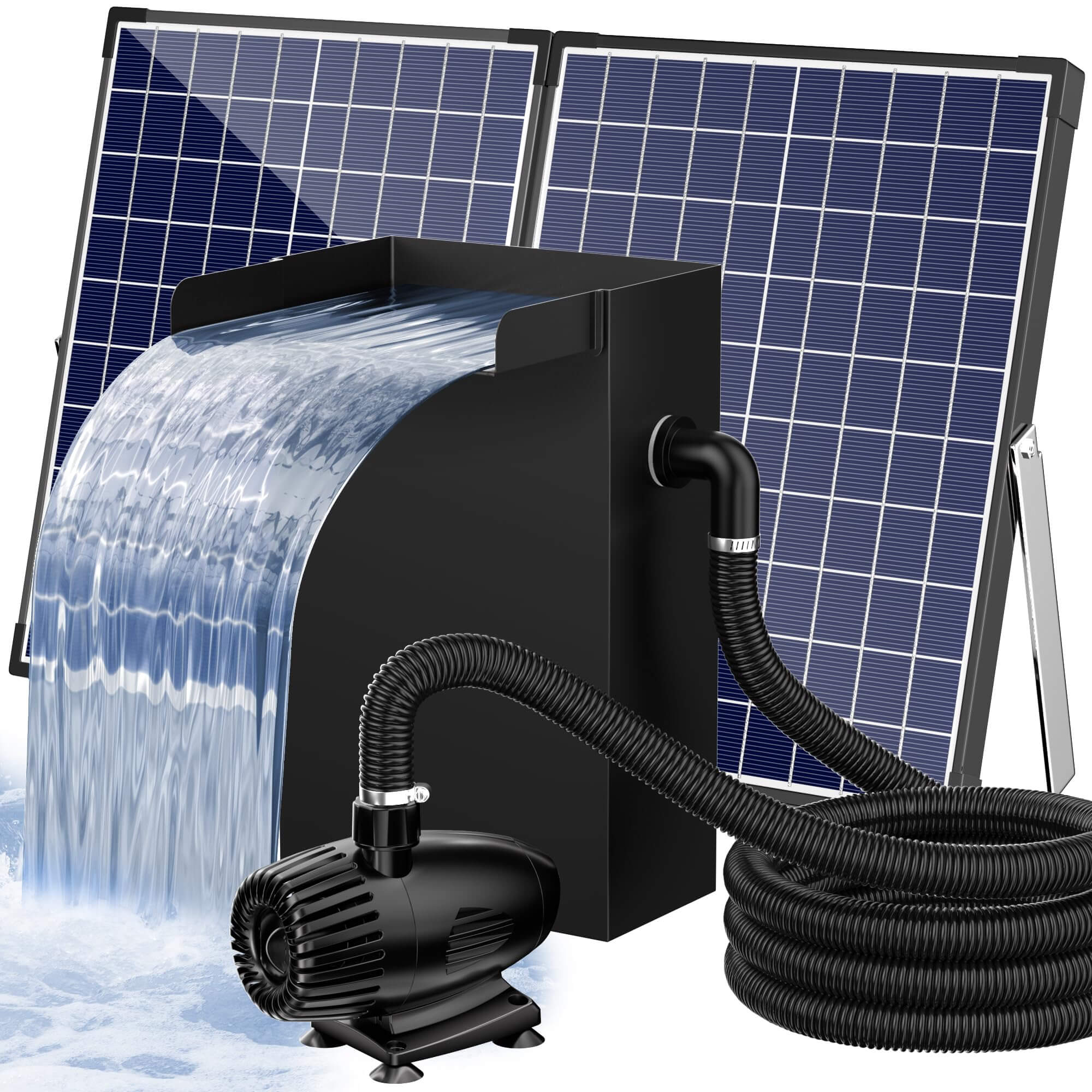 55W 580GPH Solar Waterfall Pump Kit with 8"x13.4" Spillway