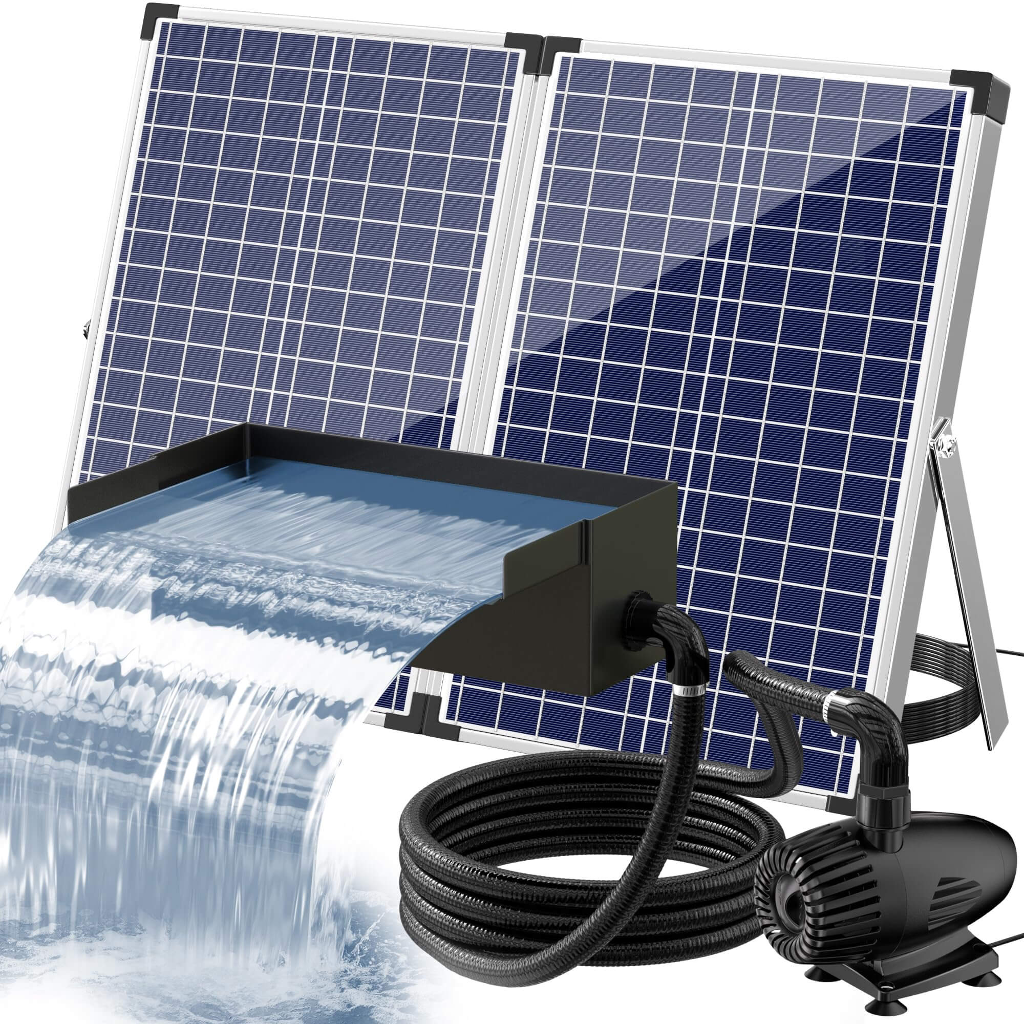 70W 580GPH Solar Waterfall Pump Kit with 12"x4.3" Spillway