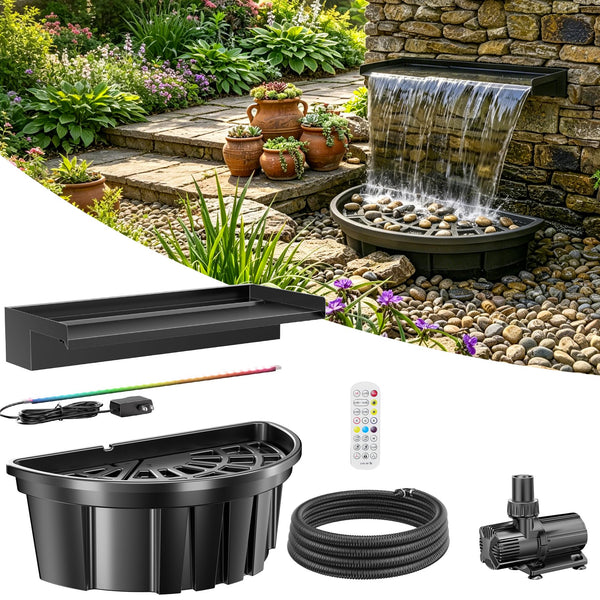 Teich-Wasserfall-Set, 6000 l/h selbstkreislaufendes Wasserfeature