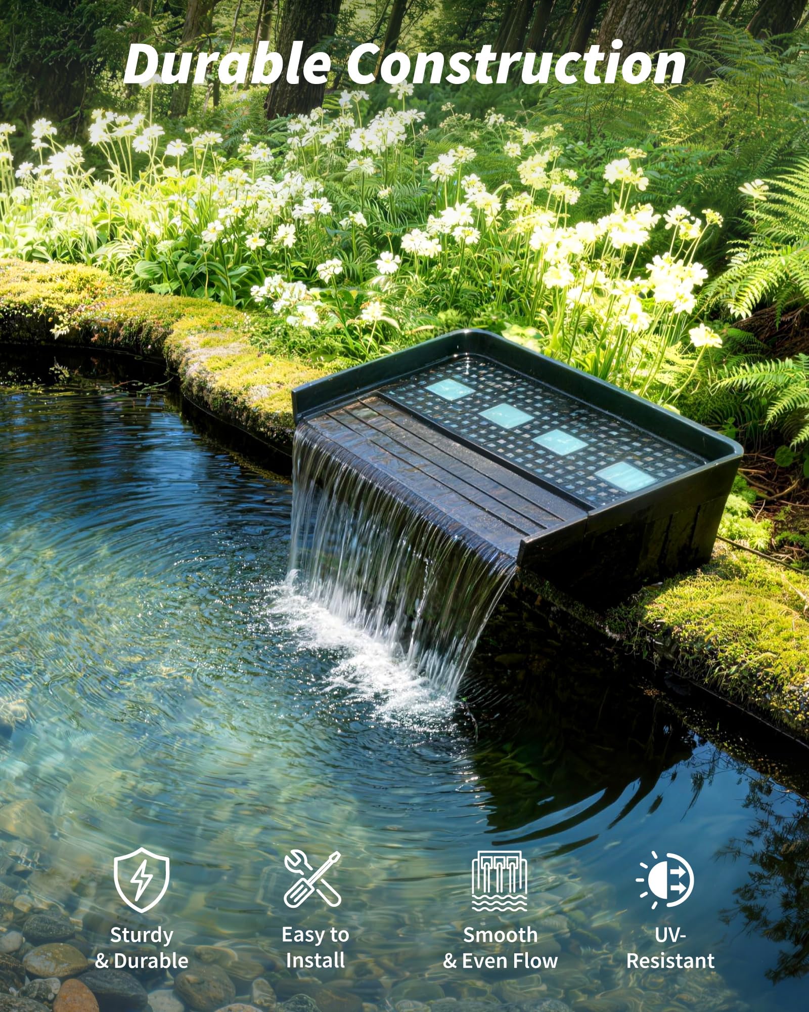 42W 1200GPH Electric Waterfall Pump Kit with 17.7"x11" Spillway