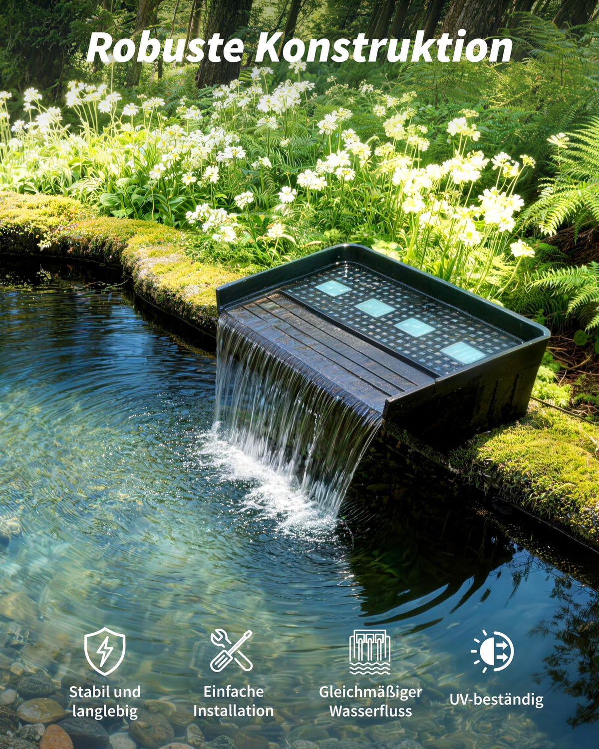 Wasserfall Teich 60cm Überlauf für große Gartenteich-Wasserspiele