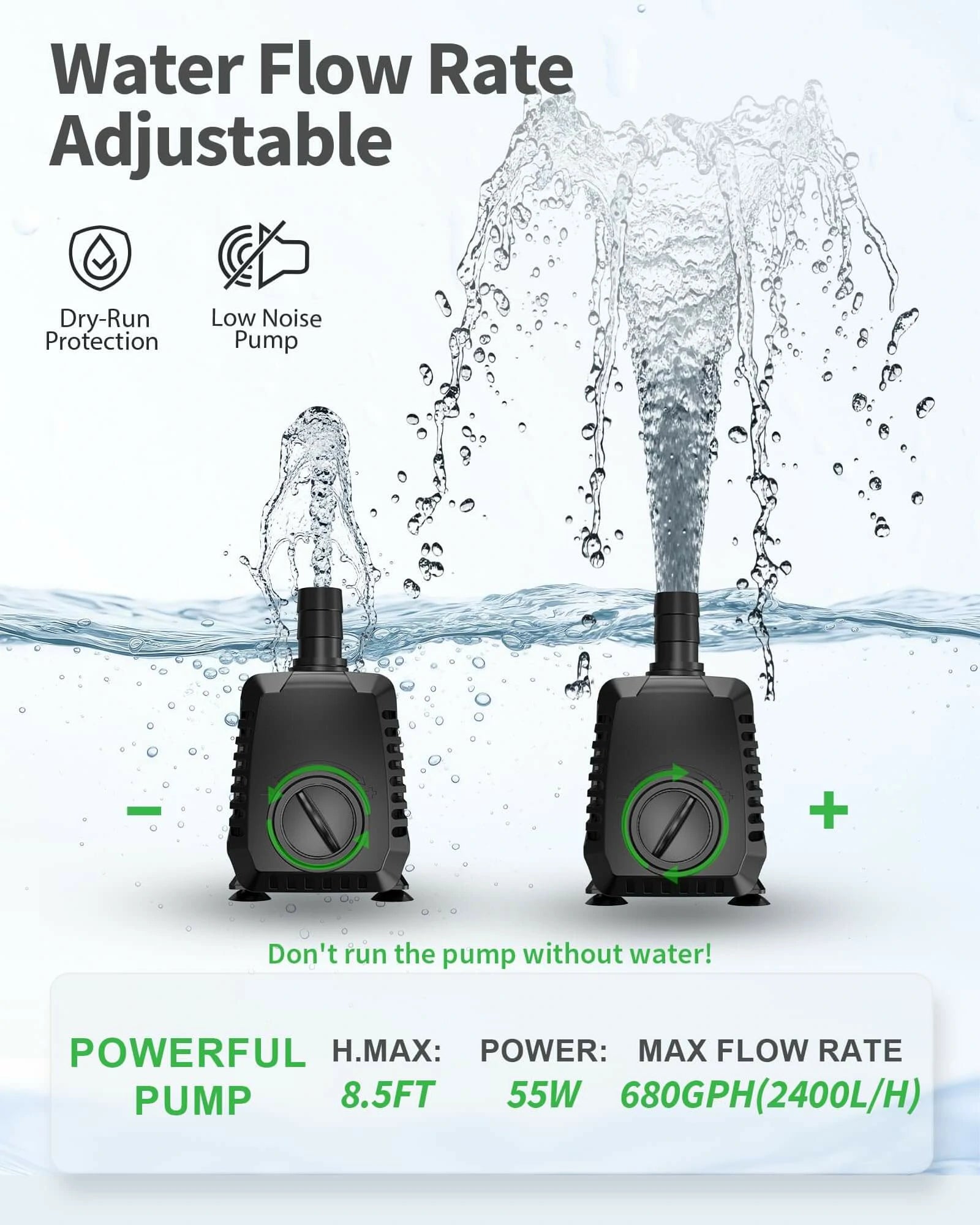 55W 680GPH Submersible Water Pump