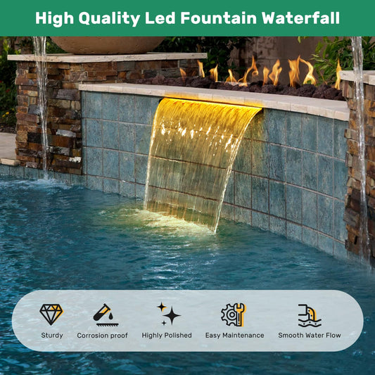 AC 80W 1200GPH 24"x4,3" Metall-Wasserfall-Kit mit LED
