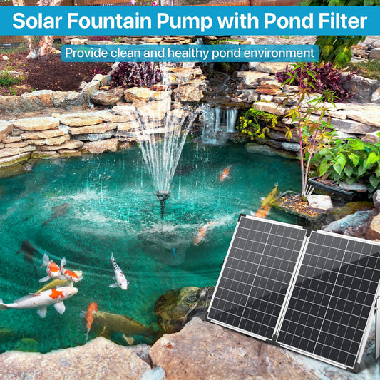 70-W-Solar-Teichpumpe und Filterset – 580 GPH 