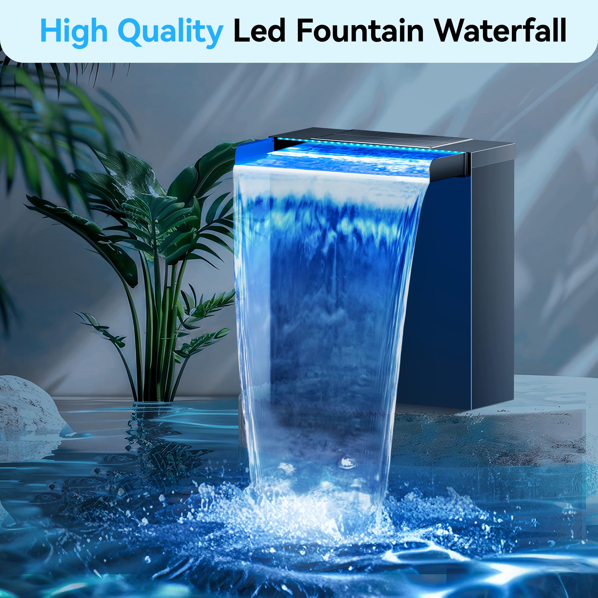 AC 40W 660GPH 12"x13,4" Metall-Wasserfall-Kit mit LED 
