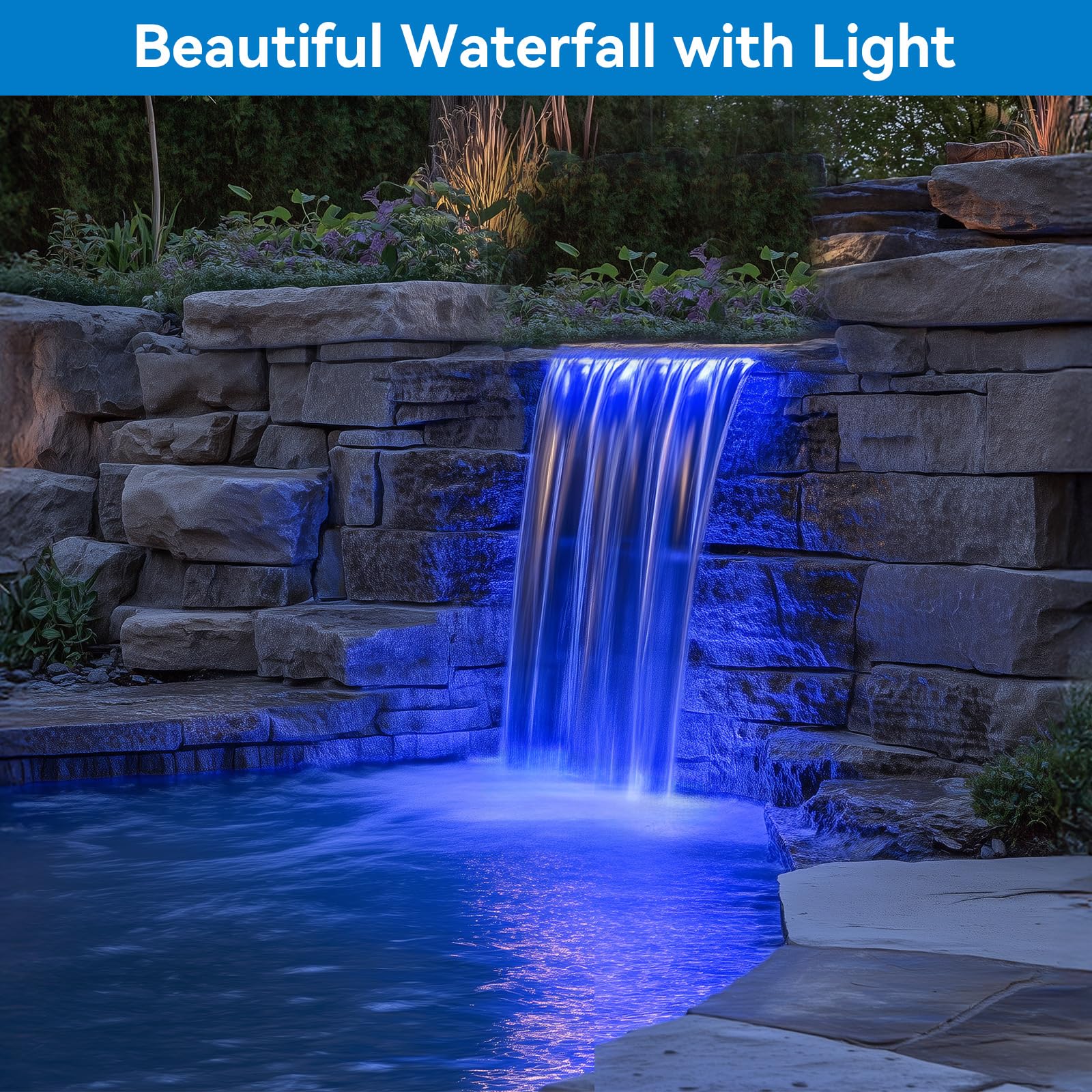 40 W 660 GPH Wasserpumpe mit Teich-Wasserfall-Box (LED-Licht) 