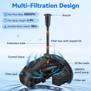 70-W-Solar-Teichfilter- und Springbrunnen-Set – 580 GPH 